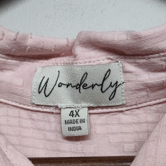 Wonderly Button Down Shirt Women Plus Size 4X Pink Cotton Spring Casual Feminine - Picture 7 of 8